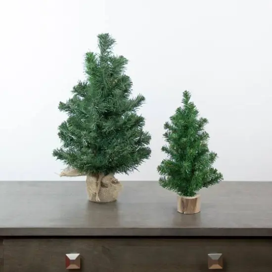 15" Unlit Alpine Slim Artificial Christmas Tree with Wood Base {3}