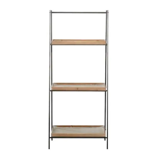 Brown Wood Industrial Wall Shelving Unit, 47 " x 21 " x 12 " {3}