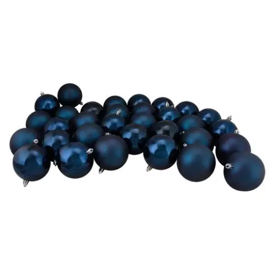 32ct. 3.25" 2-Finish Sapphire Blue Shatterproof Ball Ornaments {1}