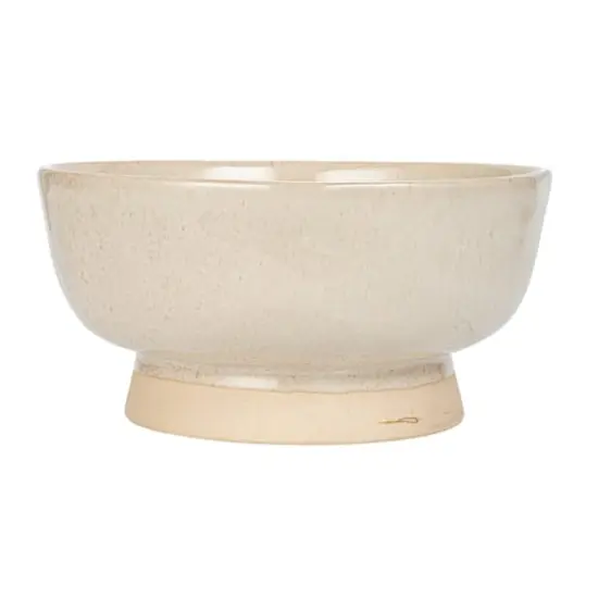 Hello Honey&reg; 7" Cream Speckled Glaze Stoneware Footed Bowl {9}