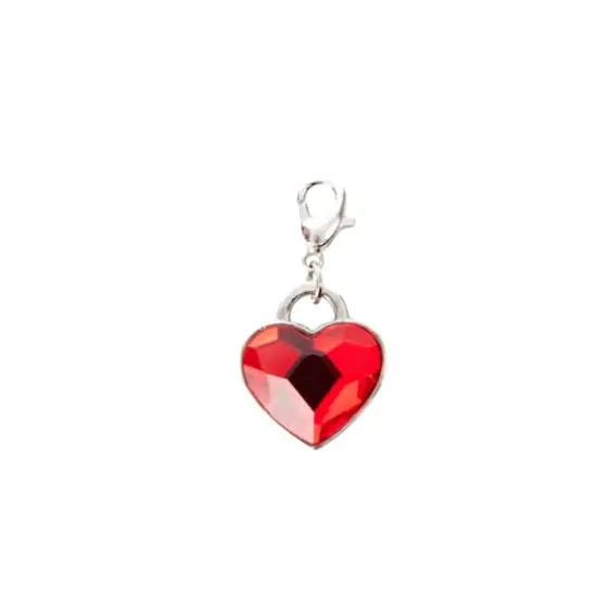 Double-Sided Red Austrian Crystal & Silver Filigree Heart Lock Charm by Bead Landing&trade; {5}