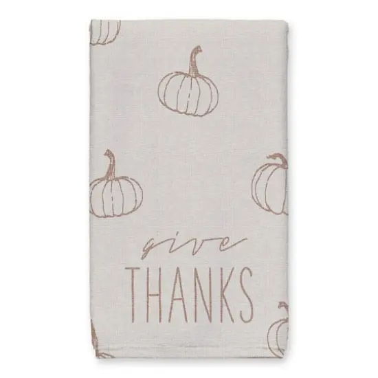 Give Thanks Orange Pumpkin Tea Towel Set {3}
