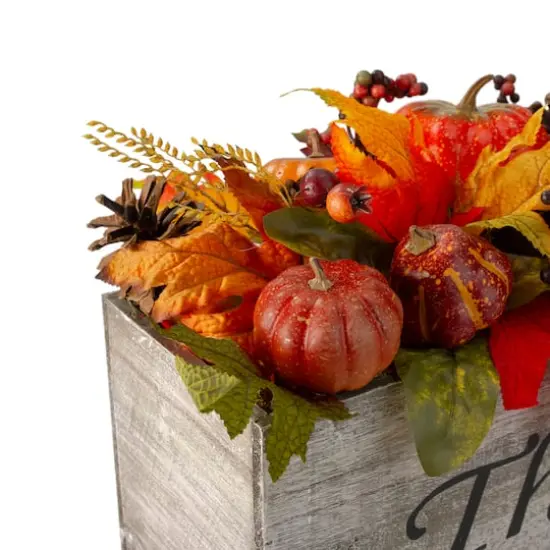 24" Autumn Harvest Maple Leaf & Berry Arrangement in Wooden Box {5}