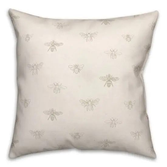 Bee Pattern Throw Pillow Gray and White {1}