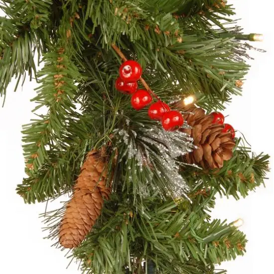 3ft. Pre-lit Crestwood Spruce Artificial Christmas Mailbox Cover with Silver Bristle, Cones, Red Berries, Glitter and Warm White LED Lights {4}