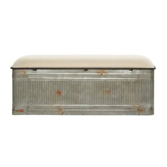 Grey Iron & Fabric Farmhouse Bench {13}