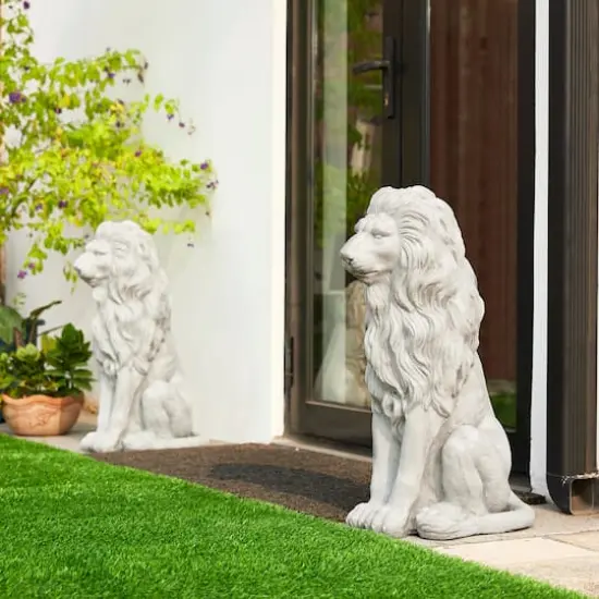 Glitzhome&reg; 27.75" MGO Guardian Sitting Lion Garden Statue {3}