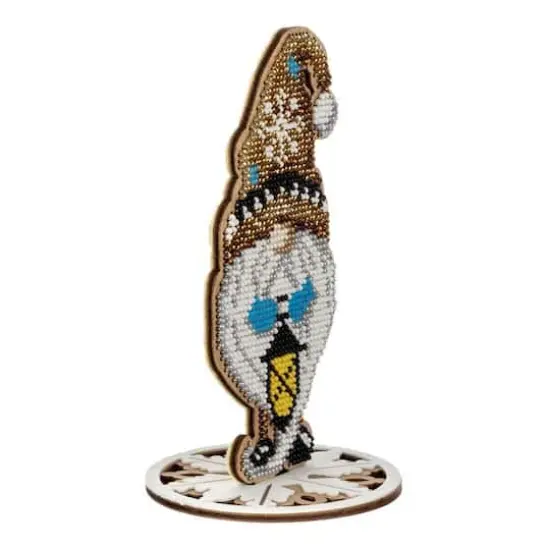 Wonderland Crafts Gnome with Snowflake Cap Bead Embroidery on Wood Kit {4}