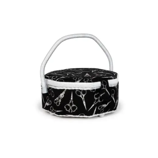Dritz&reg; Small Black Scissors Octagon Sewing Basket {1}