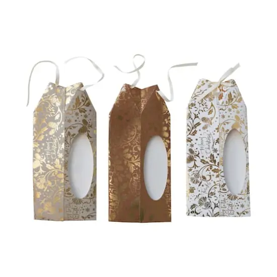 Hello Honey&reg; 15" Gold Foil Floral Paper Gift Box with Window Set {4}