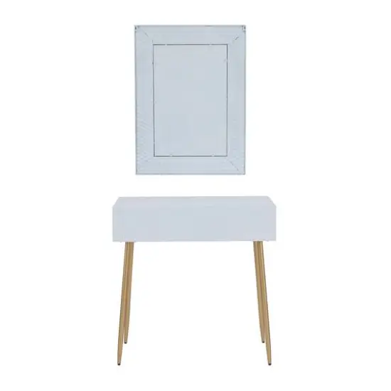Set of 2" White Wood Contemporary Console Table with Mirror, 31" x 31" x 16" {8}