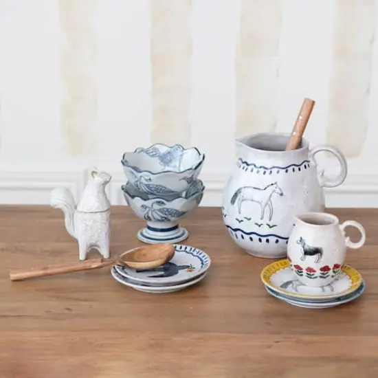 Hello Honey&reg; 5.75" Blue & White Botanical Bliss Stoneware Bowl {5}