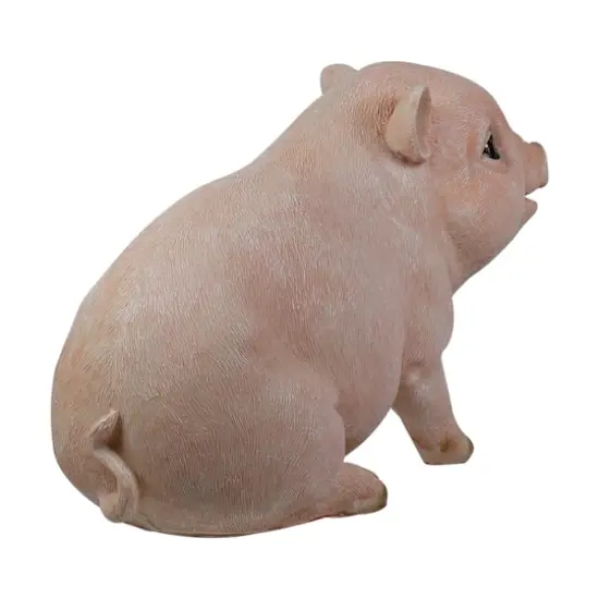 12.5" Realistic Pink Piglet Outdoor Garden Statue {4}