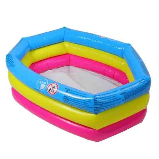 Pool Central® 30" Blue, Yellow and Pink Triple Ring Inflatable Children's Swimming Pool {3}