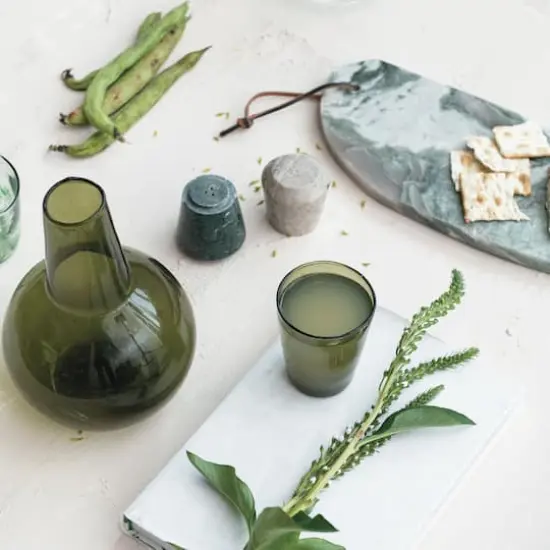 Hello Honey&reg; 9" Green Verdant Elegance Glass Carafe Set {3}