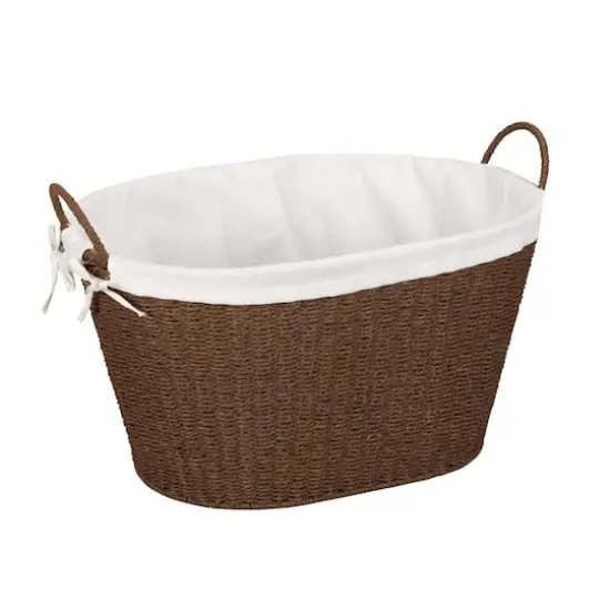 Household Essentials Paper Rope Woven Oval Laundry Basket {1}