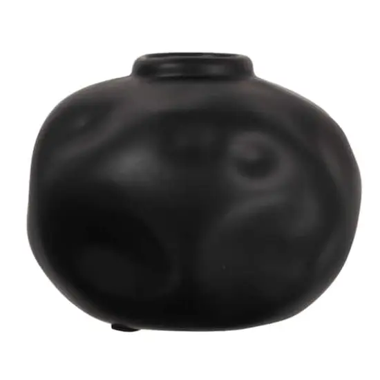 Hello Honey&reg; 5.5" Matte Black Pinched Organic Shape Terracotta Vase {4}