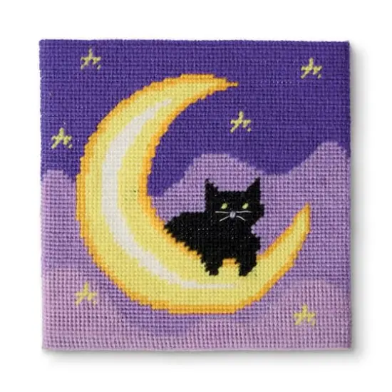 6" x 6" Cat & Moon Needlepoint Kit by Loops & Threads&reg; {1}