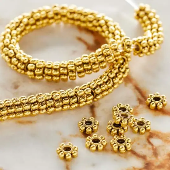 Gold Bumpy Metal Rondelle Beads, 6mm by Bead Landing&trade; {3}