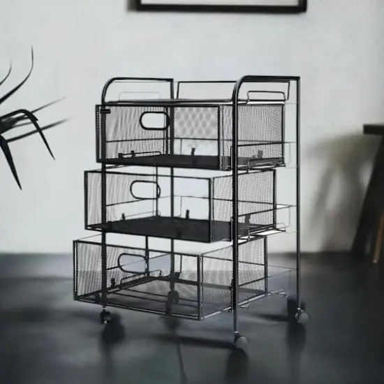 Mind Reader Black 4 Drawer Metal Rolling File Cart {8}