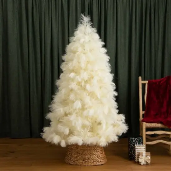 6ft. Unlit Off-White Pampas Grass Artificial Christmas Tree {16}