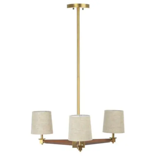 Hello Honey&reg; 37.5" Wood & Metal Chandelier with Linen Shades {1}