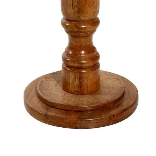 18" White Mango Wood & Marble Farmhouse Accent Table {5}