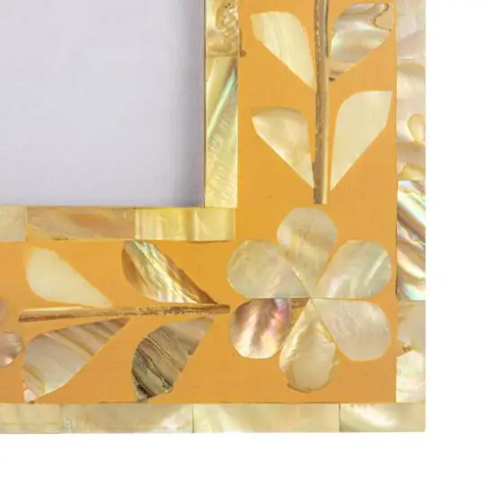 Hello Honey&reg; 4" x 6" Multicolor Floral Reclaimed MDF & Mother of Pearl Photo Frame {7}