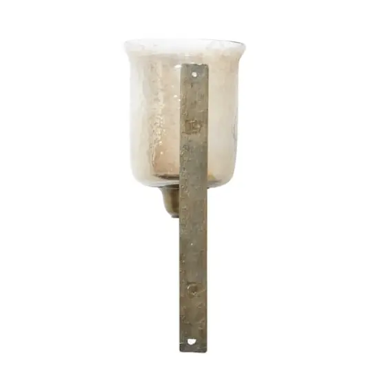 Bronze Iron and Glass Traditional Candle Wall Sconce, 17" x 7" x 9" {6}