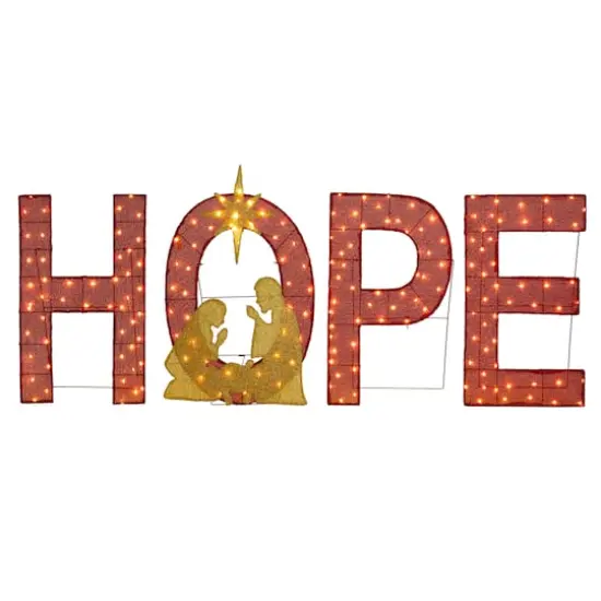 Glitzhome&reg; 80.75"L Lighted Christmas 2D Fabric Nativity HOPE Outdoor Decor Set {1}