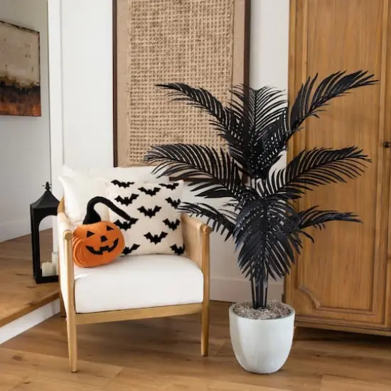 4ft. Artificial Halloween Black Paradise Palm Tree {7}