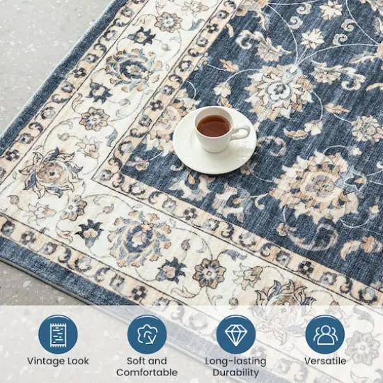 Glitzhome&reg; Blue & Ivory Oriental Area Rug {6}