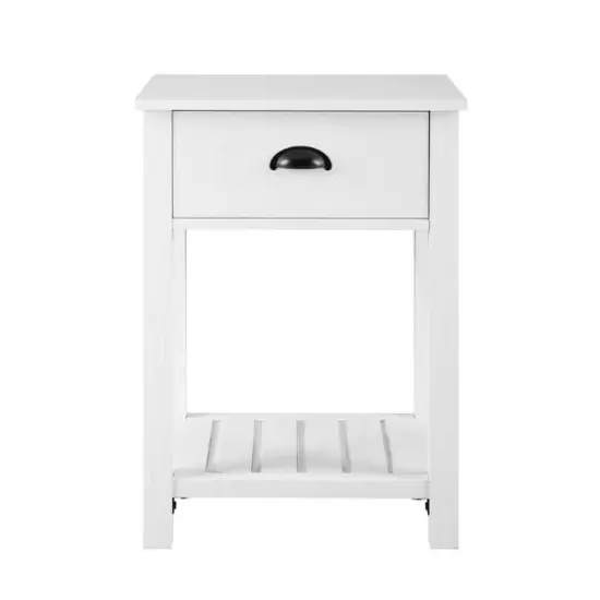 Walker Edison 18" 1-Drawer Country Side Table Brushed White {4}