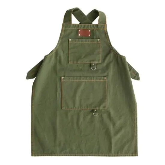 Hello Honey&reg; Green Cross Back Apron with Pockets & Rivets {3}