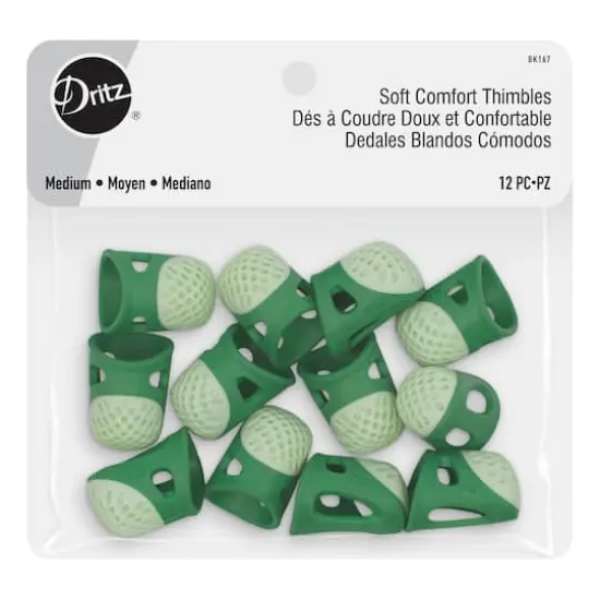 Dritz&reg; Green Medium Soft Comfort Thimbles, 12ct. {1}
