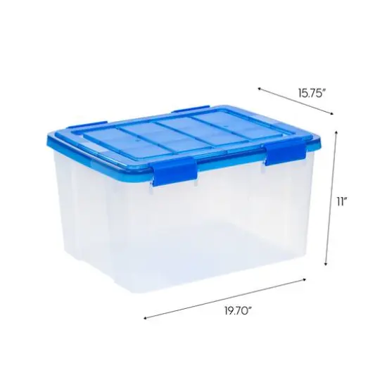 IRIS&reg; WeatherPro&trade; 44qt. Clear Heavy Duty Plastic Storage Bins with Blue Lids, 4ct. {6}