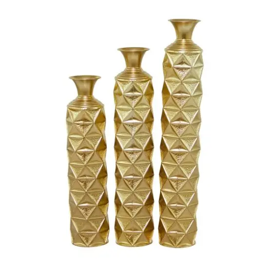 Gold Metal Glam Vase, Set of 3" 34", 29", 25" {6}