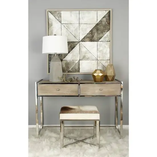 20" Gray & White Stainless Steel Contemporary Stool {8}