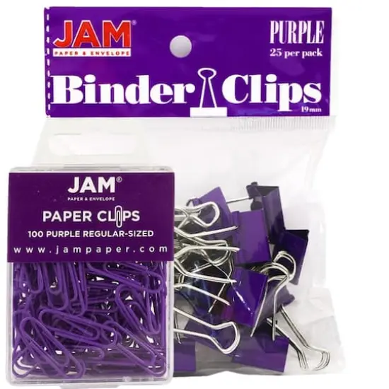 JAM Paper Desk Essentials Paper Clips & Binder Clips Kit Purple {1}