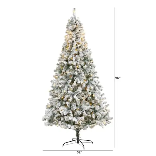 8ft. Pre-Lit Flocked Rock Springs Spruce Artificial Christmas Tree with Clear LED Lights {7}