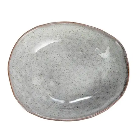 Hello Honey&reg; 5" White Speckled Stoneware Organic Shaped Footed Dish {9}