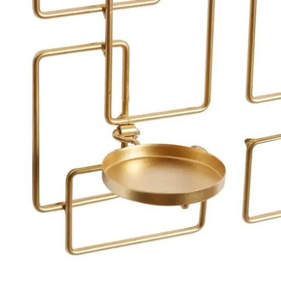 Gold Iron Contemporary Candlestick Holders, 13" x 5" x 4" {3}