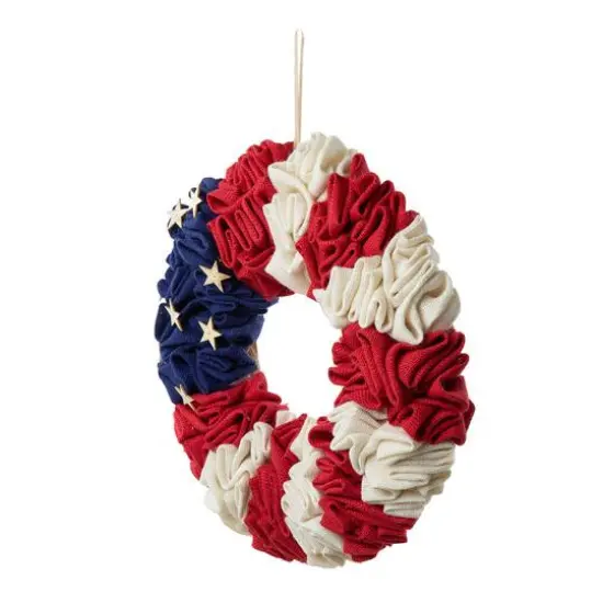 Glitzhome&reg; 18" Americana Round Fabric Wreath {5}