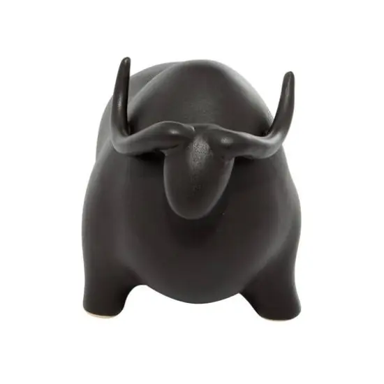 12" Black Contemporary Bull Sculpture {3}