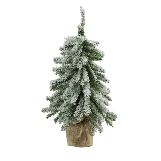 15" Unlit Flocked Mini Village Pine Artificial Potted Christmas Tree {1}