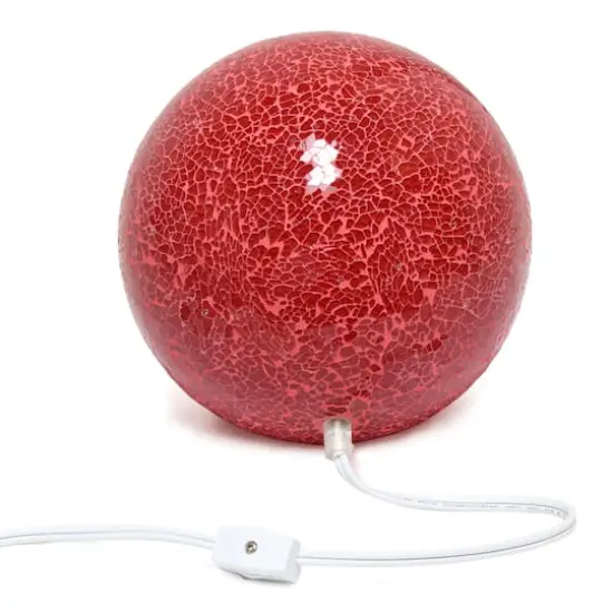 Simple Designs 7.7" Mosaic Stone Ball Table Lamp Red {9}
