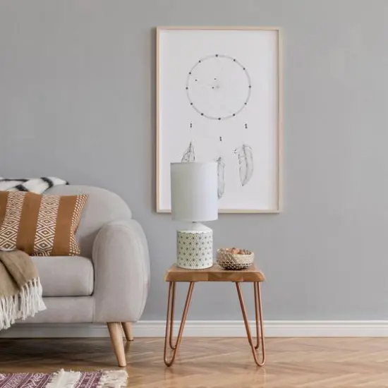 Simple Designs 18.5" Fresh Prints Table Lamp Gold and White Geometric Lines {6}