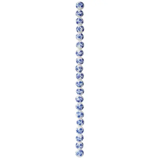 Blue Daisy Ceramic Round Beads, 8mm by Bead Landing&trade; {4}