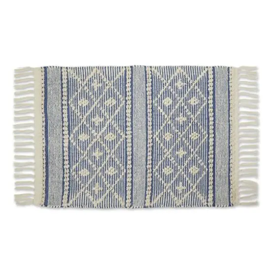 DII&reg; Diamond Textured Hand-Loomed Rug, 2ft. x 3ft. Natural and French Blue {1}