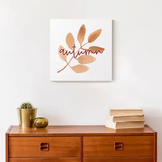 Autumn Watercolor Leaf Canvas Wall Art {5}